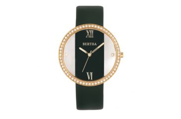 Image of Bertha Ingrid Leather-Band Watch, Green, One Size, BTHBR9103