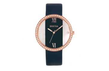 Image of Bertha Ingrid Leather-Band Watch, Navy, One Size, BTHBR9106