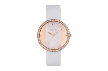 Image of Bertha Ingrid Leather-Band Watch, White, One Size, BTHBR9105