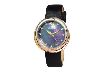 Image of Bertha Jean Ladies Watch, Black Band, Silver Bezel, Black Dial, Gold Hand BTHBR3504