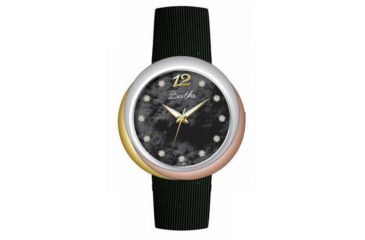 Image of Bertha Jean Ladies Watch, Black Band, Silver Bezel, Black Dial, Gold Hand BTHBR3505