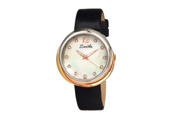 Image of Bertha Jean Ladies Watch, Black Band, Silver Bezel, Mother of Pearl Dial, Gold Hand BTHBR3501
