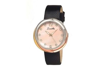 Image of Bertha Jean Ladies Watch, Black Band, Silver Bezel, Rose Dial, Silver Hand BTHBR3503