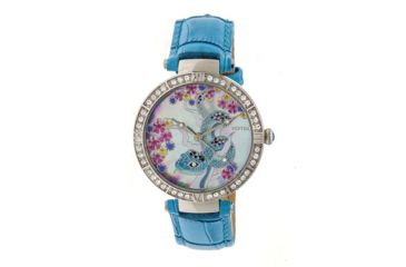 Image of Bertha Mia Mother-Of-Pearl Leather-Band Watch, Multicolor/Blue BTHBR7401