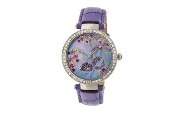 Image of Bertha Mia Mother-Of-Pearl Leather-Band Watch, Multicolor/Purple BTHBR7402