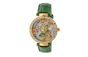 Image of Bertha Mia Mother-Of-Pearl Leather-Band Watch, Multicolor/Green BTHBR7403