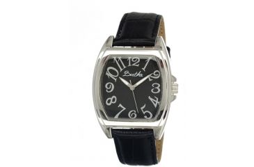 Image of Bertha Opal Ladies Watch, Black Leather Band, Silver Bezel, Black Analog Dial, Multicolor Hand BTHBR302