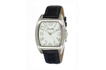 Image of Bertha Opal Ladies Watch, Black Leather Band, Silver Bezel, White Analog Dial, Multicolor Hand BTHBR303
