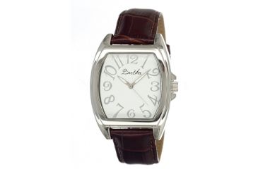 Image of Bertha Opal Ladies Watch, Dark Brown Leather Band, Silver Bezel, White Analog Dial, Multicolor Hand BTHBR301