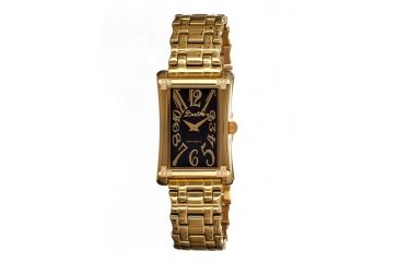 Image of Bertha Vera Ladies Watch, Gold Metal Band, Gold Bezel, Black Analog Dial, Gold Hand, 12 Stones BTHBR603
