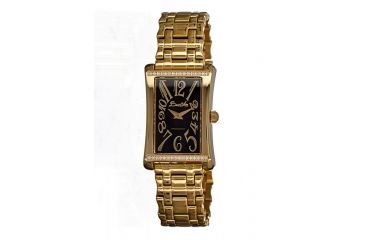 Image of Bertha Vera Ladies Watch, Gold Metal Band, Gold Bezel, Black Analog Dial, Gold Hand, 32 Stones BTHBR607