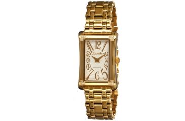 Image of Bertha Vera Ladies Watch, Gold Metal Band, Gold Bezel, White Analog Dial, Gold Hand, 12 Stones BTHBR604