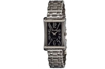 Image of Bertha Vera Ladies Watch, Silver Metal Band, Silver Bezel, Black Analog Dial, Silver Hand, 12 Stones BTHBR601