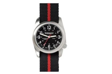 Image of Bertucci Watches A-2S Brushed Stainless Thin Red Line Watch, Black Dial, Active Comfort High Performance Band, 11078