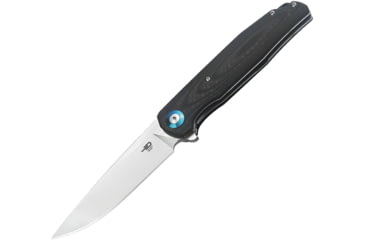 Image of Bestech Knives Ascot Linerlock CF G10 Folding Knife, 4in Satin D2 Tool Steel Blade, Pocket Clip, Ceramic Ball Bearings, Black G10 And Carbon Fiber Handle, Black Nylon Zippered Storage Case, BG19A