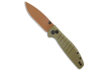 Image of Bestech Knives Bestechman Goodboy Button Lock Knife Desert Warrior 3.5&quot; Copper, OD Green, D2, adult, BHQ-190085