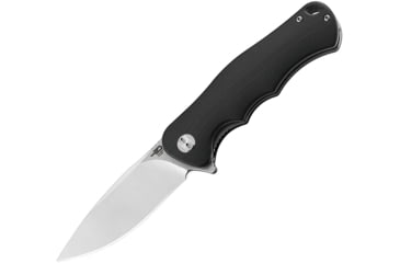 Image of Bestech Knives Bobcat Linerlock Black Folding Knife, 3.25 D2 tool steel stonewash and satin finish bla, Black finger grooved G10 handle, BG22A-1