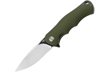 Image of Bestech Knives Bobcat Linerlock Green Folding Knife, 3.25 D2 tool steel black stonewash and satin fini, Green finger grooved G10 handle, BG22B-2