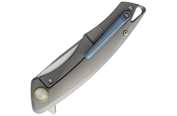 Image of Bestech Knives DOLPHIN Framelock Gray Folding Knife, 3.75in Stonewash Cpm S35Vn SS Drop Point, Gray Titanium Handle, Pocket Clip, Black Nylon Zippered Storage Case, Gray, BT1707C