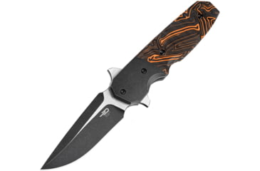 Image of Bestech Knives Freefall Linerlock Folding Knife, Black and orange, Black and orange sculpted G10 handle, BT2007B