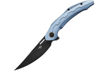 Image of Bestech Knives Marukka Framelock Blue Folding Knife, 3.63 black stonewash finish Bohler M390 stainless, Blue titanium handle, BT2002B