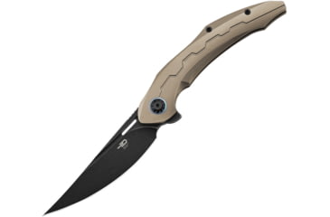 Image of Bestech Knives Marukka Framelock Bronze Folding Knife, 3.63 black stonewash finish Bohler M390 stainless, Bronze titanium handle, BT2002C