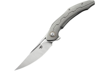 Image of Bestech Knives Marukka Framelock Gray Folding Knife, 3.63 stonewash and satin finish Bohler M390 stain, Gray titanium handle, BT2002A