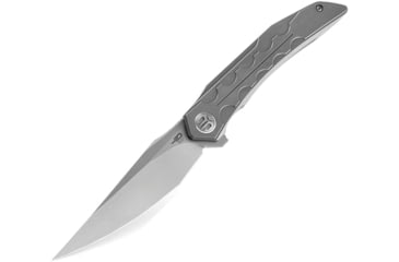 Image of Bestech Knives Samari Framelock Gray Folding Knife, 3.88 Bohler M390 stainless blade, Gray stonewash finish titanium handle, BT2009A
