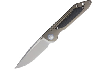 Image of Bestech Knives Shinkanzen Framelock Bronze Folding Knife, 3.5in Cpm S35Vn SS Blade, Bronze Titanium Handle, Bead Blast And Satin Blade, Black Nylon Zippered Storage Case, Bronze, BT1803D