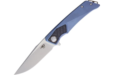 Image of Bestech Knives Sky Hawk Framelock Blue Folding Knife, 3.5in Cpm S35Vn SS Blade, Blue Textured Titanium Handle w/Carbon Fiber Inlay, Bead Blast And Satin Blade, Black Nylon Case, Blue, BT1804C
