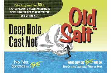 Image of Betts Old Salt Deep Hole Mono Cast Net 6' 3/8" Mesh, Sewn-in Webbing, 1Lb Lead per Ft, 6PM-DH