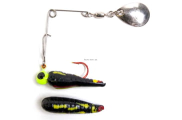 Image of Betts Spin Bleeder Series Biting Frenzy Grub Lure, Black Coachdog/Chartreuse With Black Eye, 1/32oz, 1in, 021RGR-41CN