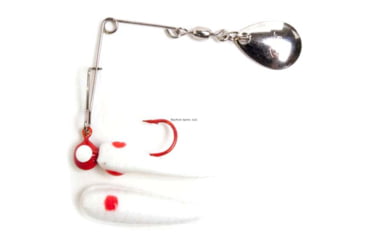 Image of Betts Spin Bleeder Series Biting Frenzy Grub Lure, White/Red Dot/Red With White Eye, 1/32oz, 1in, 021RGR-35RN