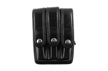 Image of Bianchi 7945 Slimline Triple Magazine Pouch, Plain Black, Chrome Snap - Fits Glock 20/21, H&amp;K USP .45 &amp; Similar