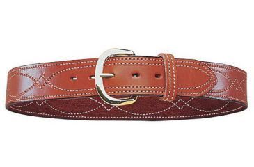 Image of Bianchi B9 Fancy Stitched Belt - Plain Tan/Suede, Brass 12288