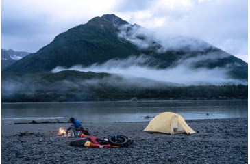 Image of Big Agnes Fly Creek HV UL2 Bikepack Solution Dye Tent, Yellow/Greige, 2 Person, THVFCBP222