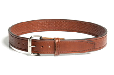 Image of Bigfoot Gun Belts Gun Belt, Basket Weave Pattern, 18oz Steel Core, 36 Inch, Silver Buckle, LightBrown, GB-BASK-18C-36-LBR-SV