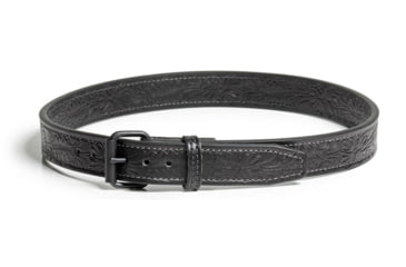 Image of Bigfoot Gun Belts Gun belt, Floral Pattern, 14oz No Core, 34 Inch, Silver Buckle, Black, GB-FLOR-14NC-34-BK-SV