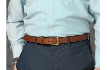 Image of Bigfoot Gun Belts Slim Steel Dress Gun Belt - Mens, 42 Inch, Antiqued Brass Buckle, Brown, GBDB-42-BR-AB
