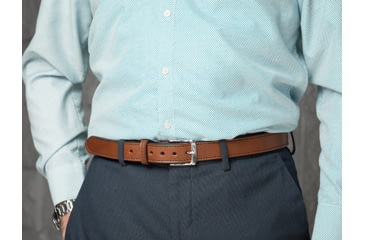 Image of Bigfoot Gun Belts Slim Steel Dress Gun Belt - Mens, 32 Inch, Stainless Steel Buckle, Brown, GBDB-32-BR-SS