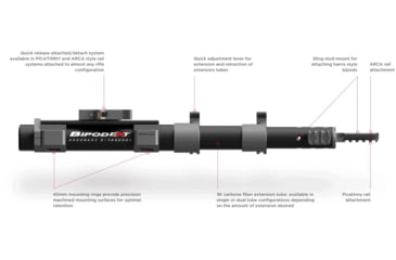 Image of BipodeXt PRS PRO Competition Stabilizer, Arca Mount, Black, Medium, AS-2023-07
