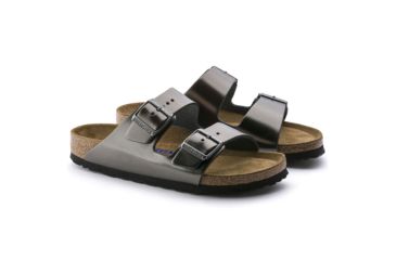 Image of Birkenstock Arizona Soft Footbed Leather Sandals - Womens, Anthracite Leather, Medium, 37, 1000292-37