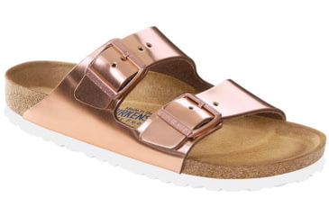 Image of Birkenstock Arizona Soft Footbed Leather Sandals - Womens, Metallic Copper Leather, 36, 952091-95209-36