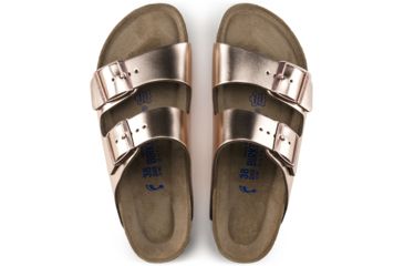 Image of Birkenstock Arizona Soft Footbed Leather Sandals - Womens, Metallic Copper, Medium, 37, 952091-37