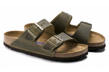 Image of Birkenstock Arizona Soft Footbed Oiled Leather Sandals - Mens, Jade, 41, 1014451-R-41