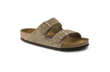 Image of Birkenstock Arizona Suede Soft Footbed Sandal - Women's-Taupe-Narrow-39