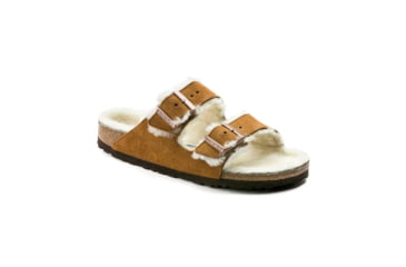 Image of Birkenstock Birkenstock Arizona Shearling Suede Leather Sandals, 1001128-MINK/NATURAL-41
