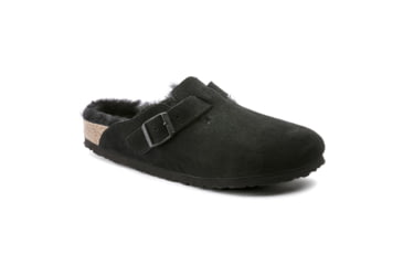 Image of Birkenstock Boston Shearling Leather Clogs - Womens, Black, Narrow, 42, 259883-42