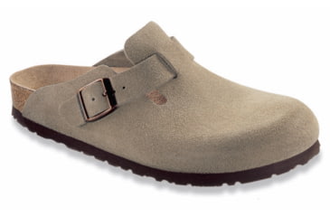 Image of Birkenstock Boston Suede Soft Footbed Sandal - Womens-Taupe-Medium-37