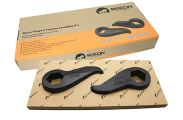 Image of Bison Offroad Silverado/Sierra 1500/2500HD 2011-2020 Leveling Kit w/Forged Torsion Key, 33in Max Tire Size, Black, 2.5, GF-2501-33